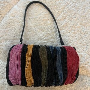 STAUD Bean Beaded Shoulder Bag, Rainbow Stripes